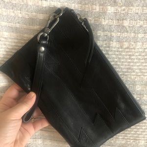 Black leather Lucky Brand clutch